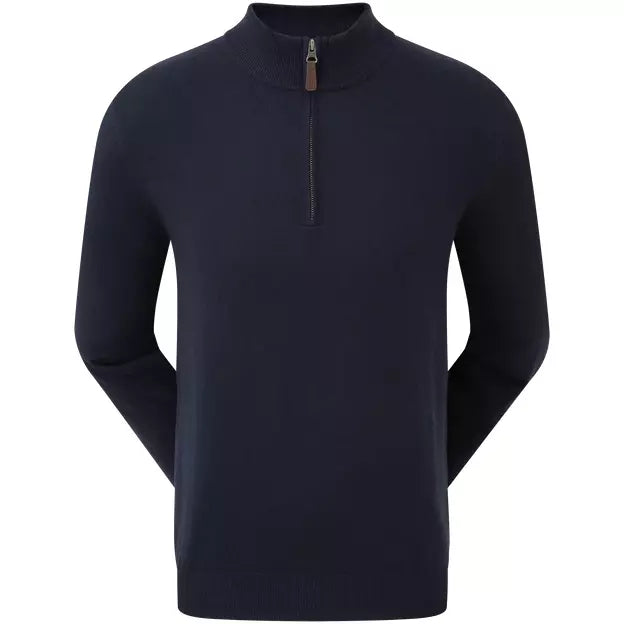 Footjoy pull 1/4 Zip Mélange de Laine Bleu marine