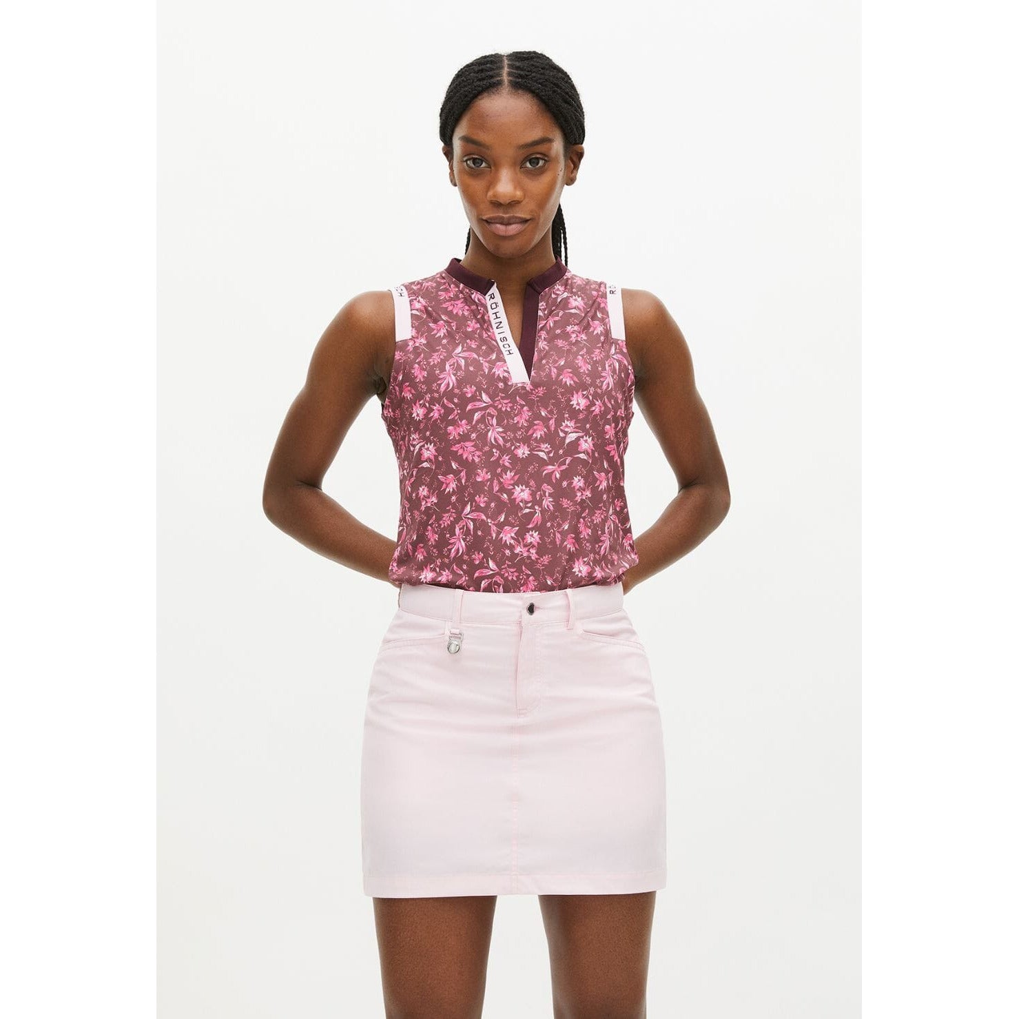 Röhnisch Polo sans manche ABBY Neon flower Pink