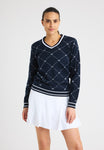 Rohnisch Pull Adele Knitted R check bleu marine