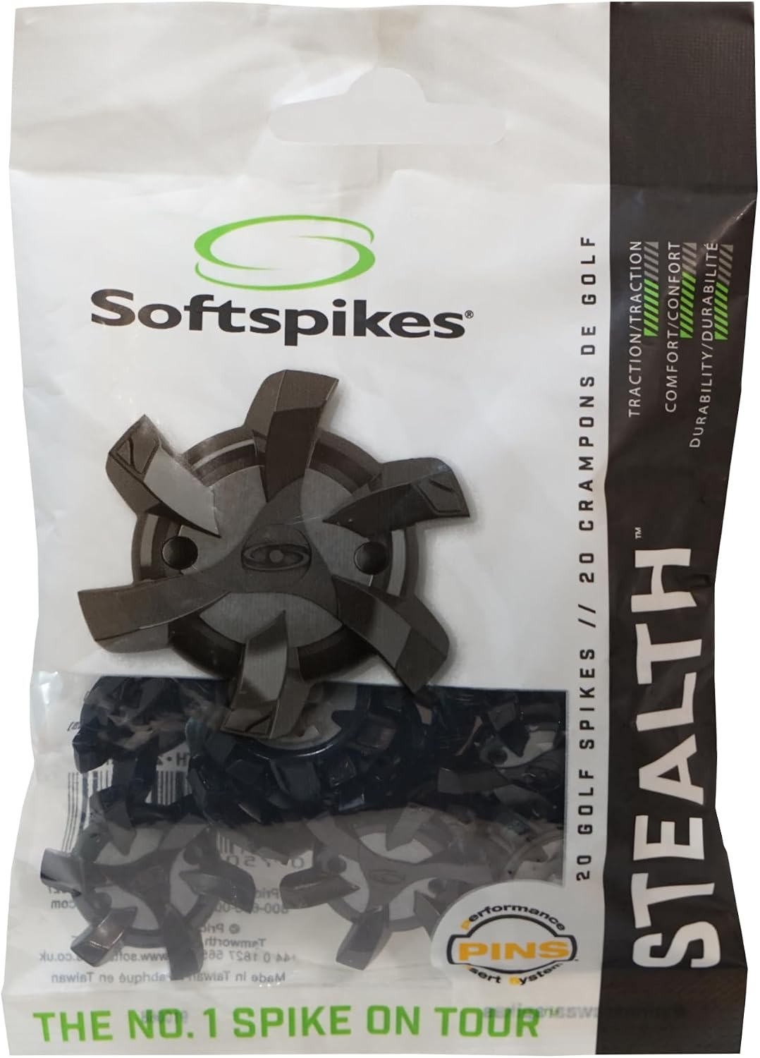 SOFTSPIKES CRAMPONS  PINS BLACK SILVER - GolfCenter.fr