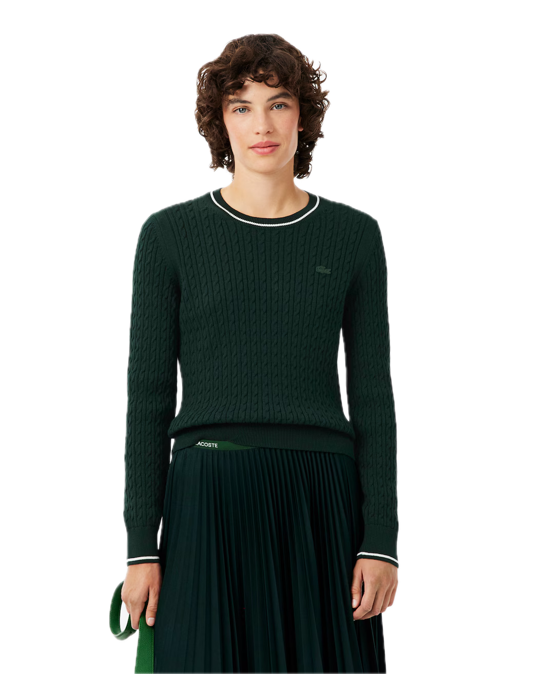 Lacoste Pull maille torsadée Femme Vert Sinople