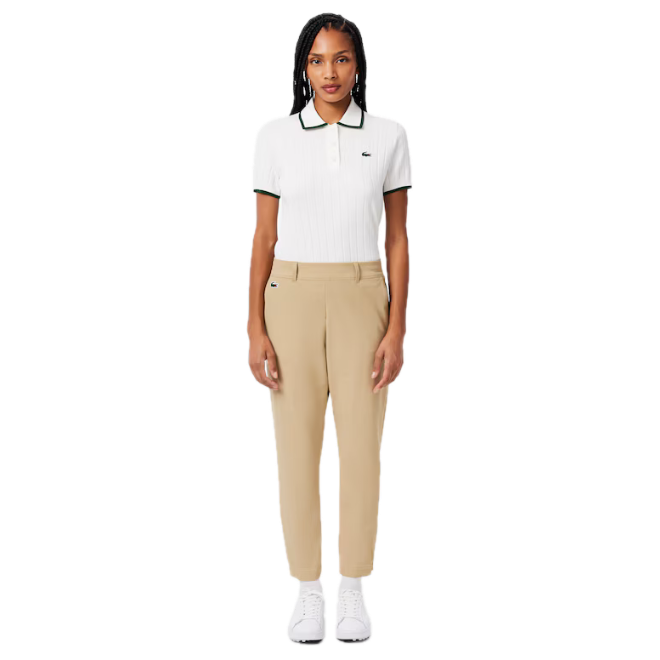 Lacoste Pantalon Golf Chaud extensible Femme en twill Beige
