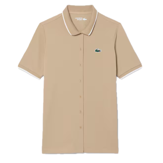 Lacoste Polo Golf thermorégulateur Petit Piqué Femme Beige