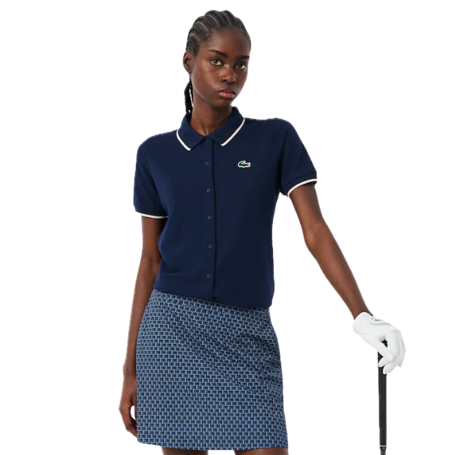 Lacoste Polo Golf thermorégulateur Petit Piqué Femme Bleu Marine