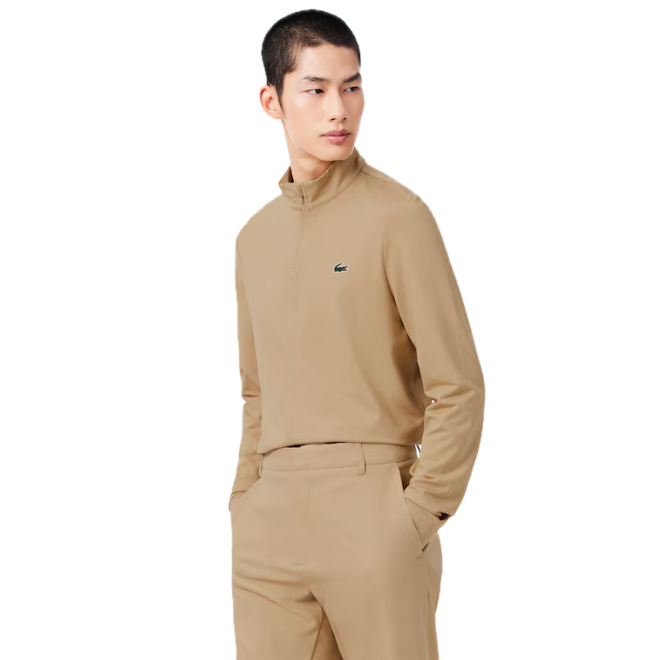 Lacoste Mid-layer Golf col zippé Ultra Dry Beige