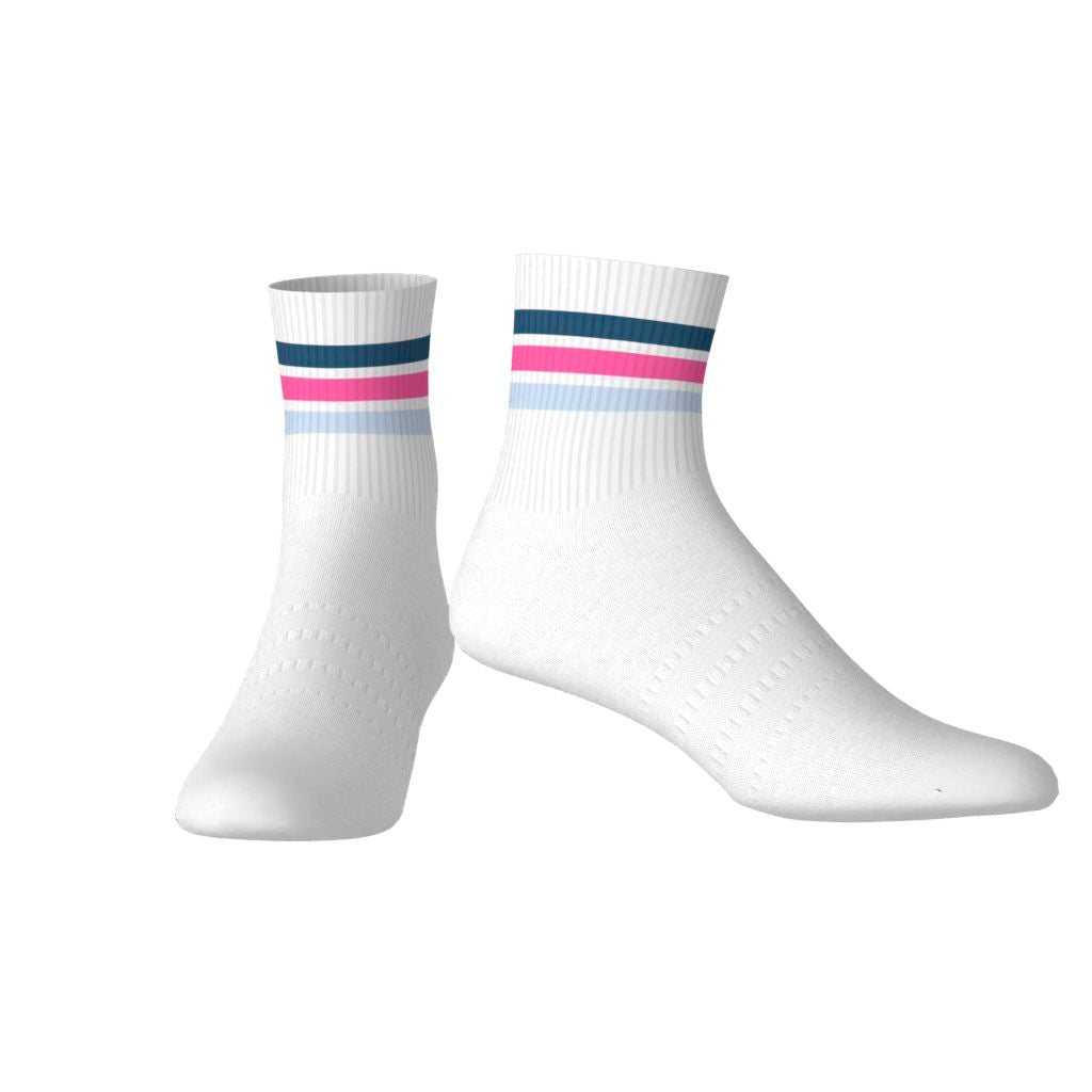 Adidas Chaussettes Mi-Mollet 3 bandes Rose/Bleu/Blanc