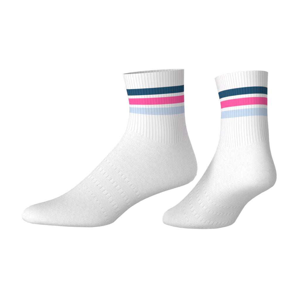 Adidas Chaussettes Mi-Mollet 3 bandes Rose/Bleu/Blanc