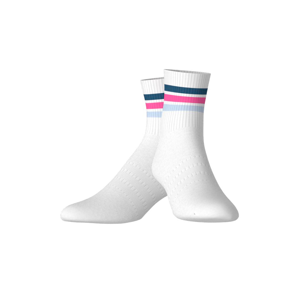 Adidas Chaussettes Mi-Mollet 3 bandes Rose/Bleu/Blanc