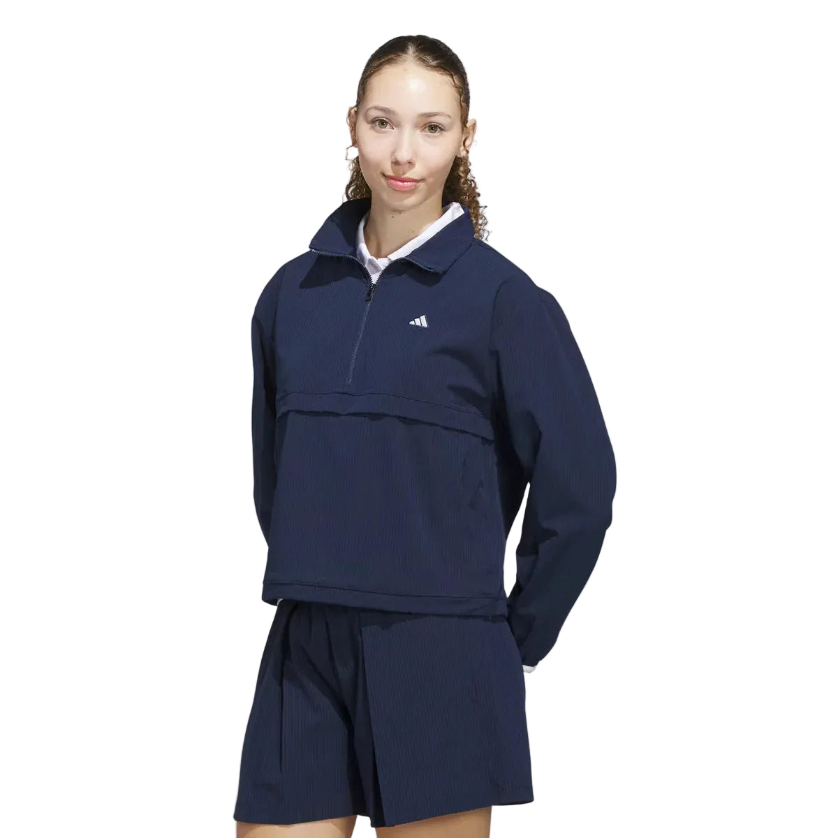 adidas Veste Golf Femme Demi-Zip Collegiate Bleu Marine - GolfCenter.fr