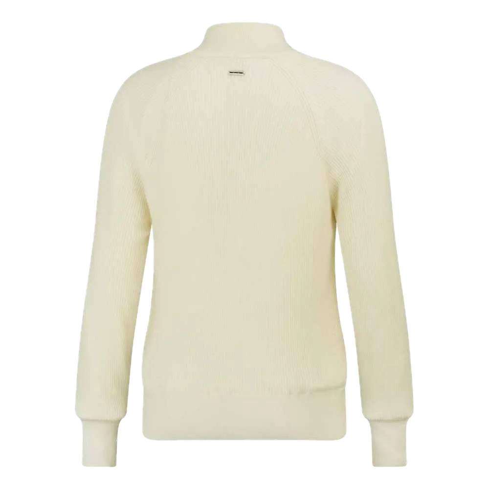 Ping Pull zippé en maille doublé Annette Femme Blanc Cassé
