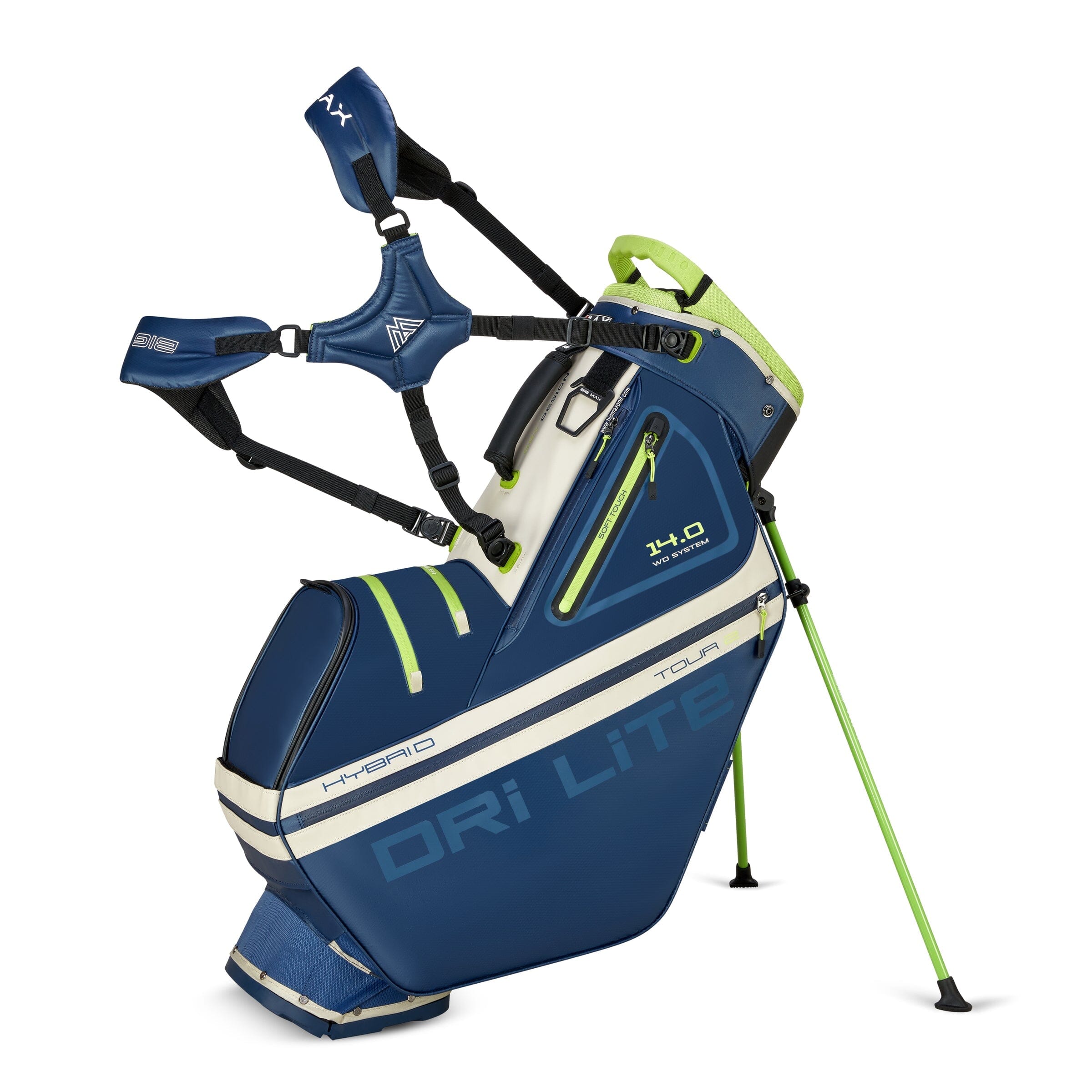 Big Max sac trépied Dri Lite Hybrid Tour 2 Bleu Marine / Vert Lime
