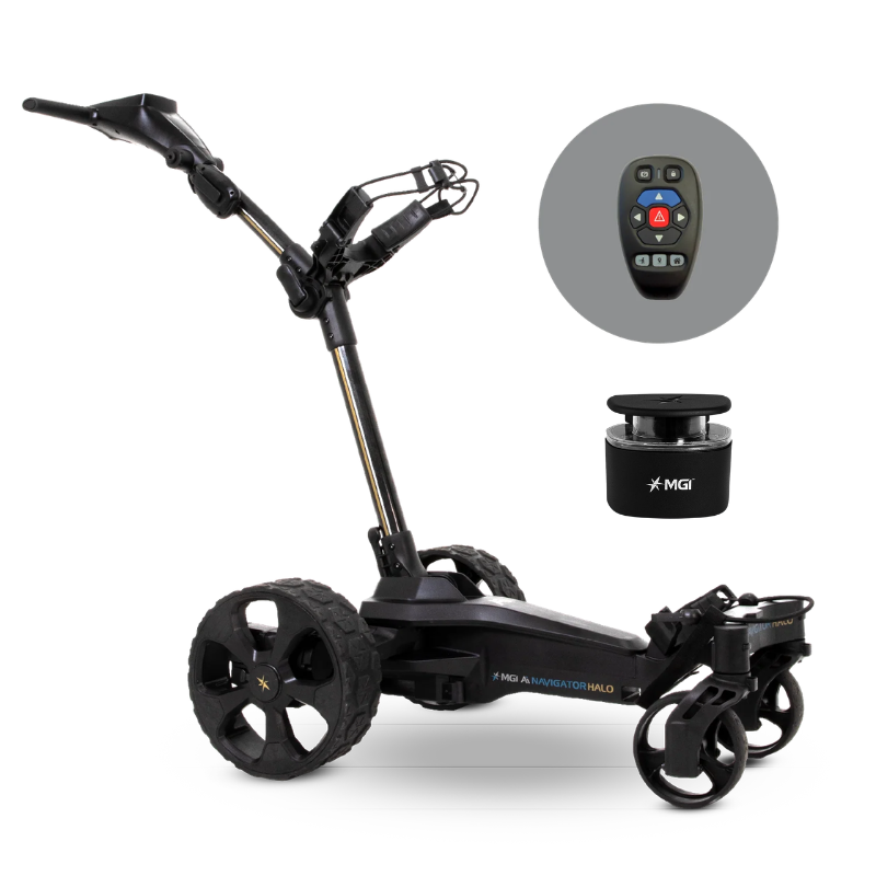 MGI Chariot Électrique Ai Navigator Halo (chariot suiveur et télécommandé) - GolfCenter.fr