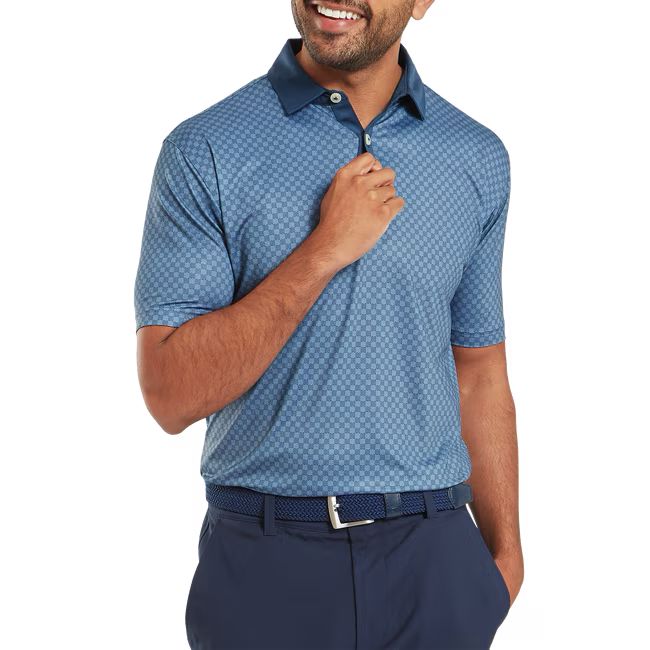 Footjoy polo en fil d'écosse imprimé Damier jeans