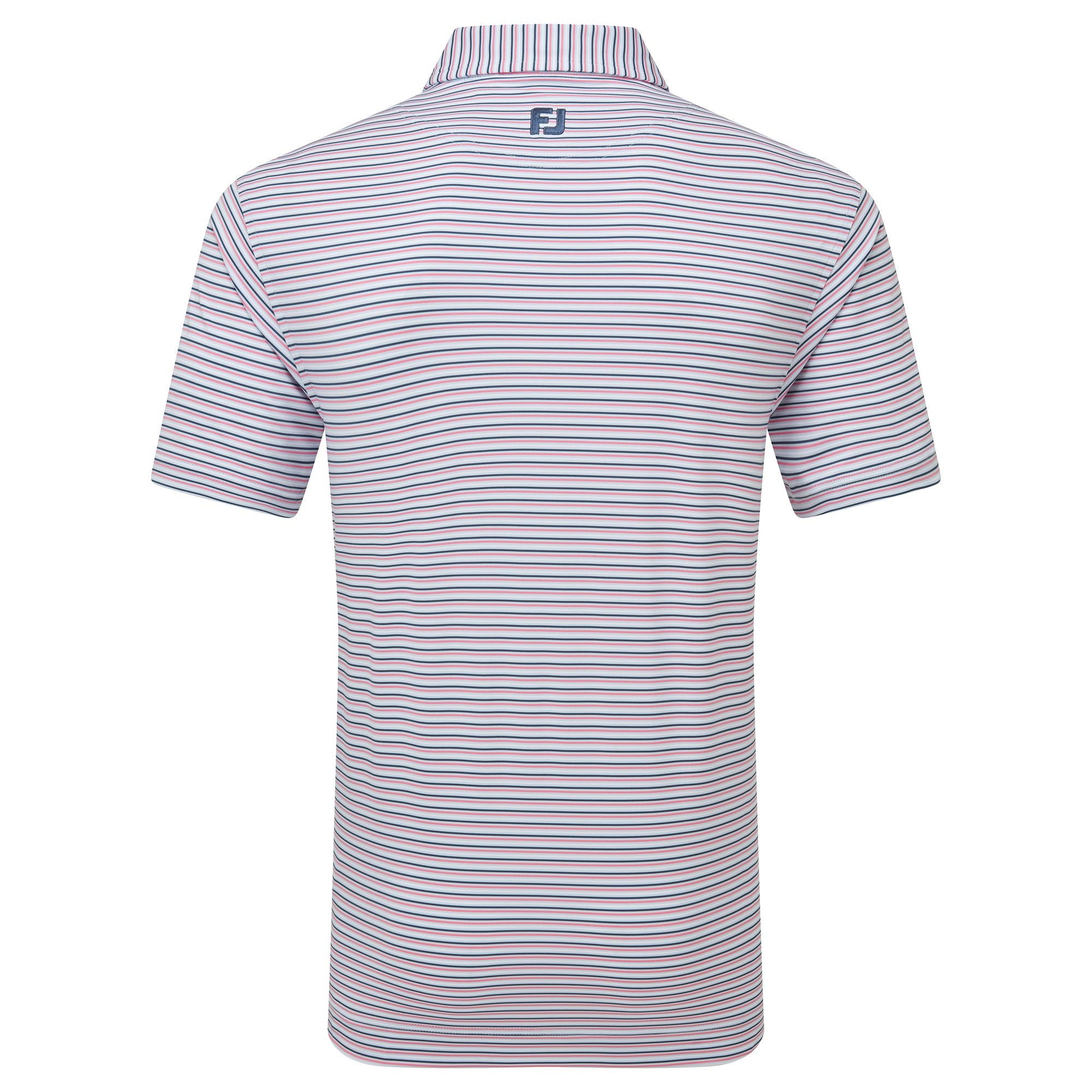 Footjoy polo en fil d'écosse imprimé Rayure bleu claire blanc bleu jean rose
