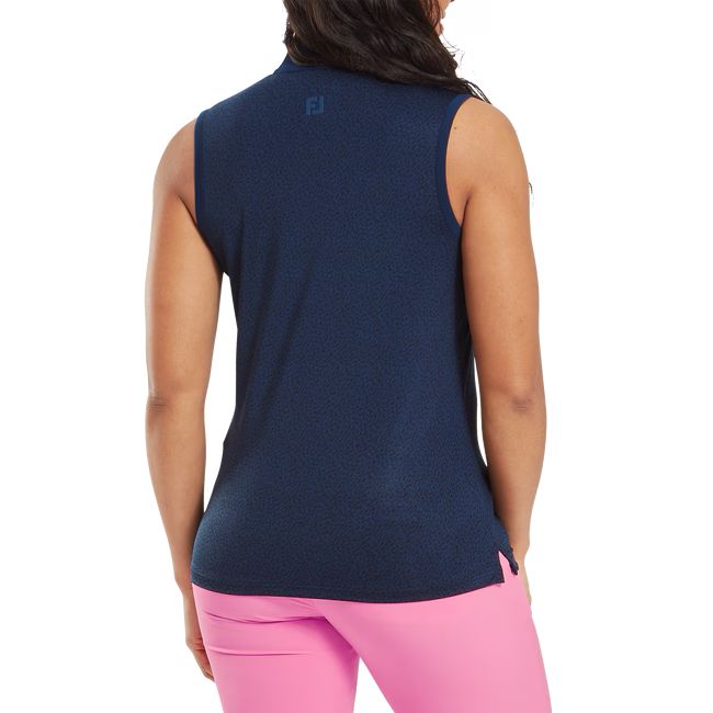 Footjoy polo femme en fil d'Écosse sans manche imprimé animal