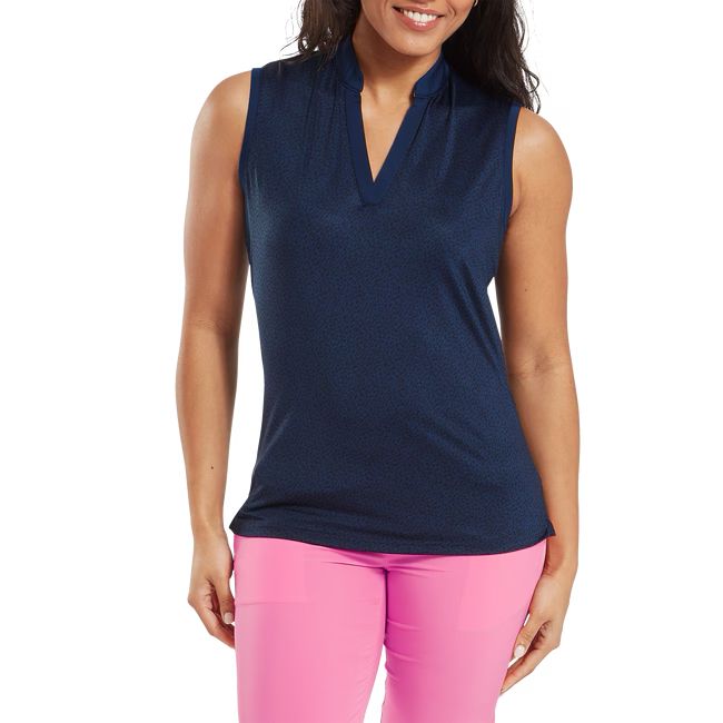Footjoy polo femme en fil d'Écosse sans manche imprimé animal