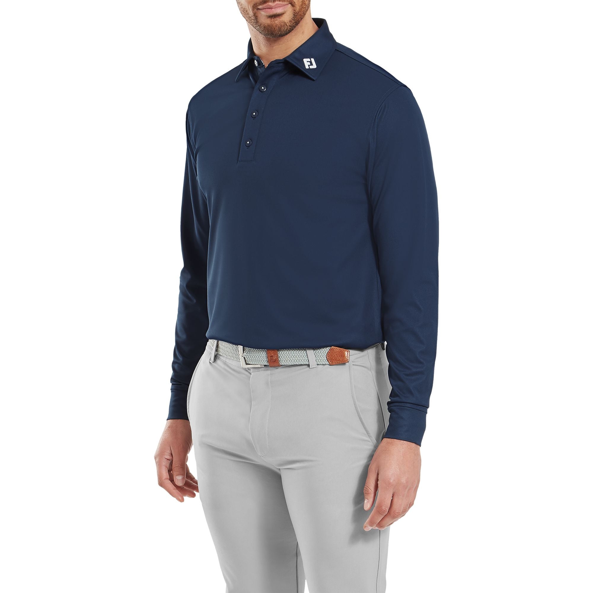 FootJoy Polo Manches longues Thermocool col tissé Bleu Marine