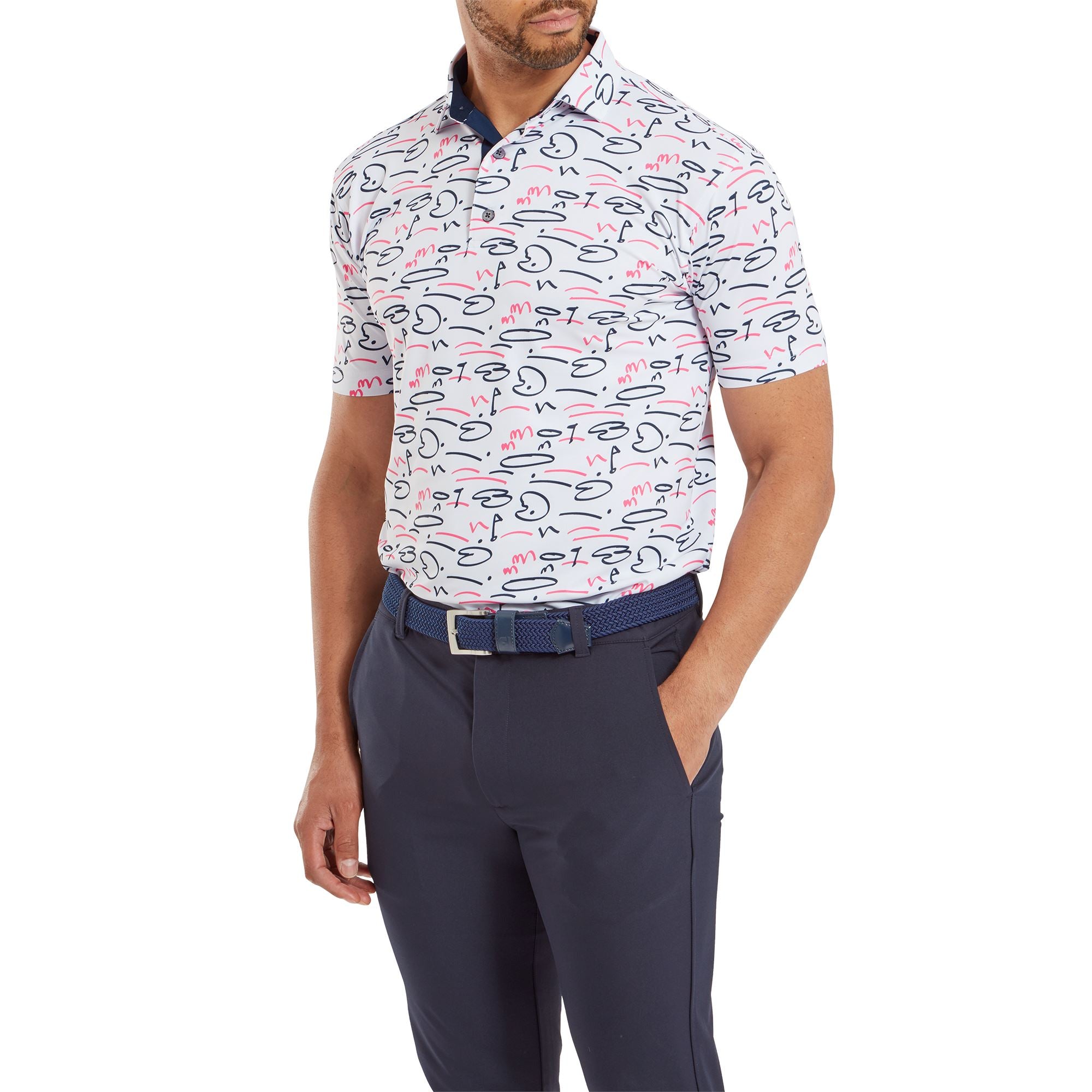 Footjoy Polo Golf Course Doodle White