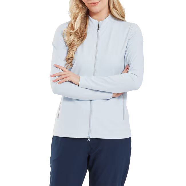 Footjoy veste femme full zip imprimé embossé bleu ciel