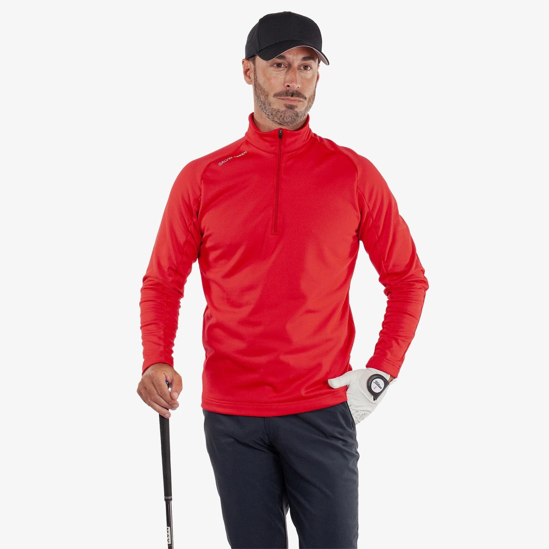 Galvin Green Pull de golf Drake rouge Chaleur, confort et liberté de mouvement