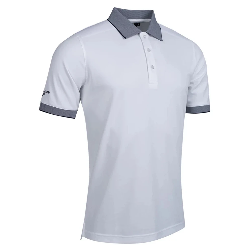 GLENMUIR Polo piqué HATTON en coton Blanc Bleu Marine