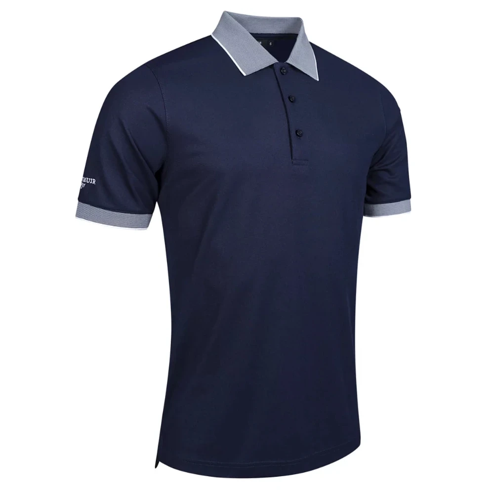 GLENMUIR Polo piqué HATTON en coton Bleu Marine Blanc