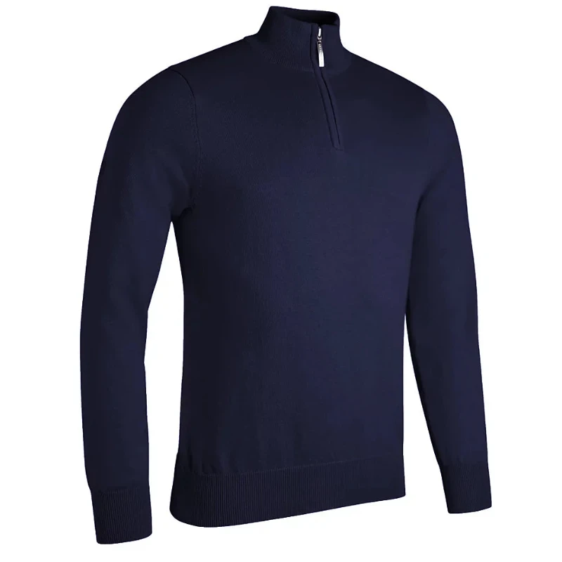 GLENMUIR Pull 1/4 zip DEVON léger en coton Bleu Marine