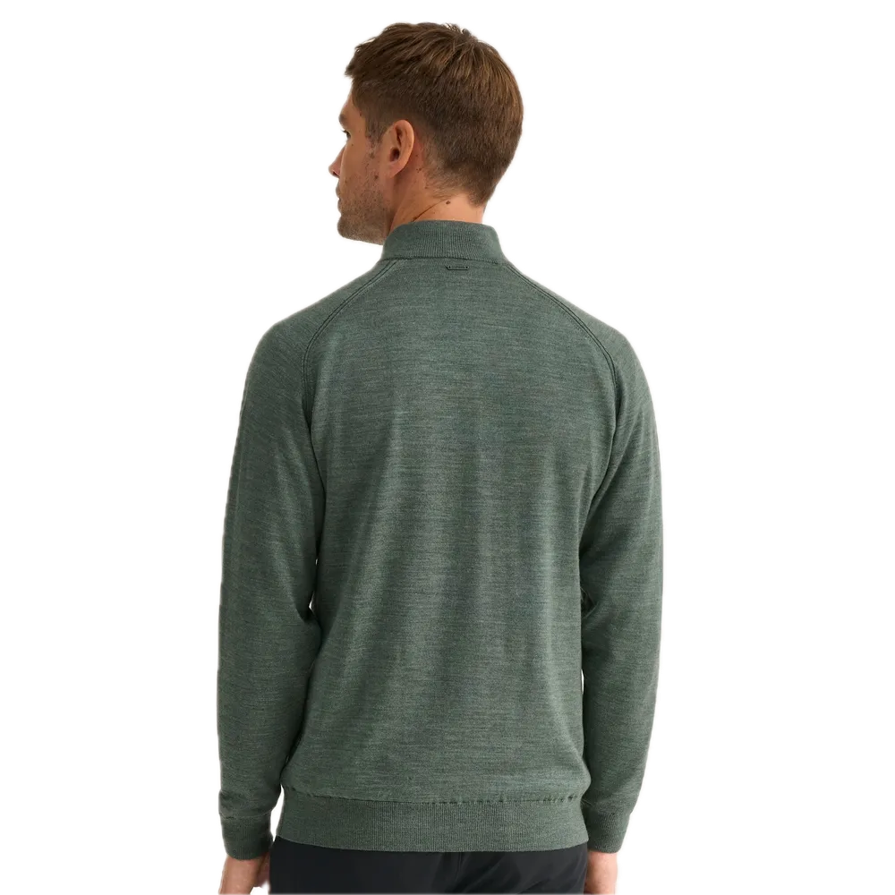 Ping Pull doublé quart-zip Hugh Vert Sauge Chiné