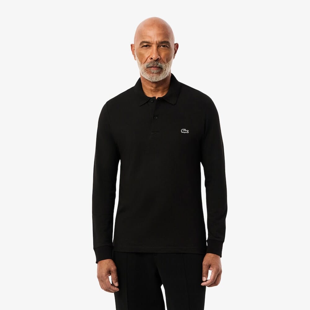 Lacoste Polo manches longues de golf coton Noir