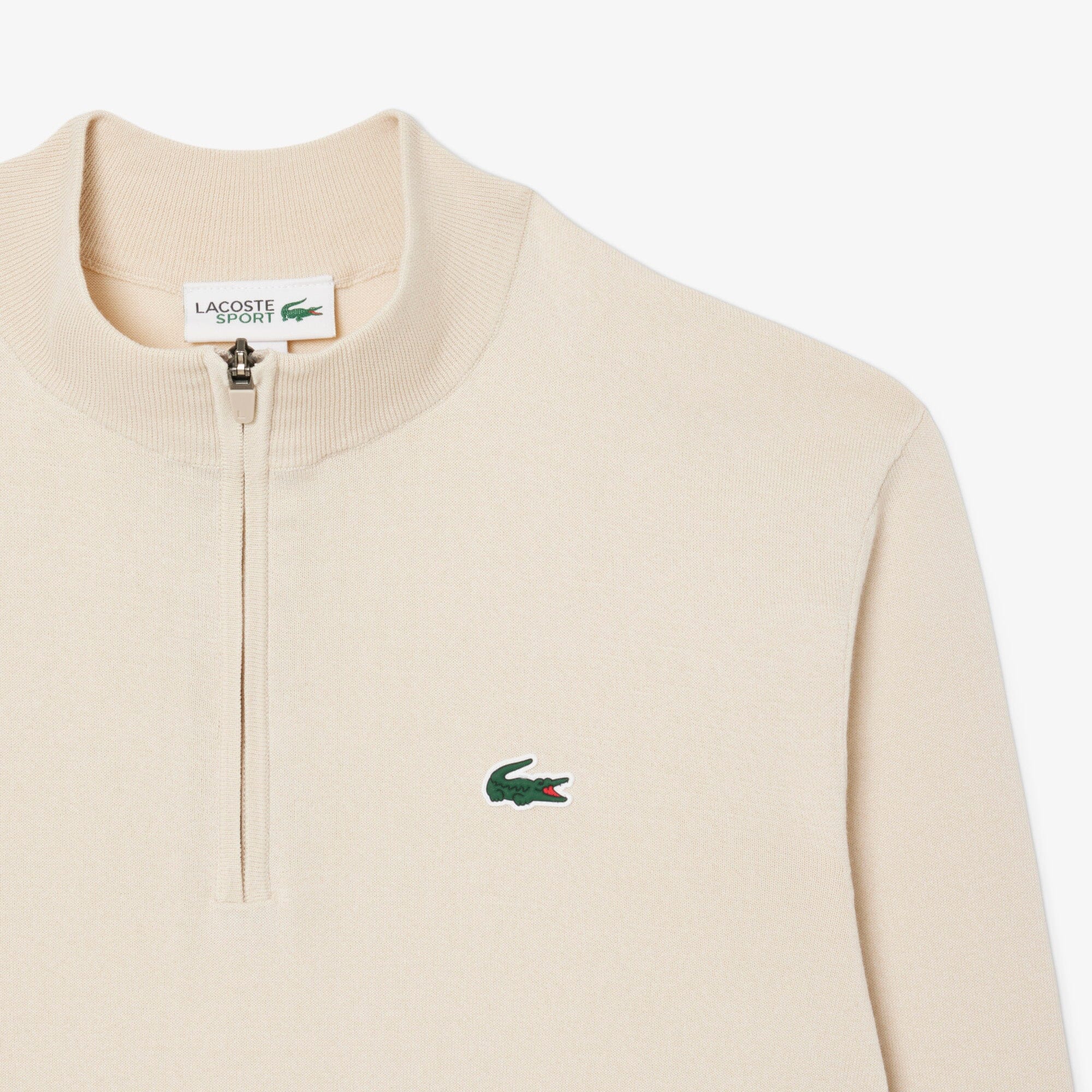 Lacoste Pull quart de zip thermorégulateur beige