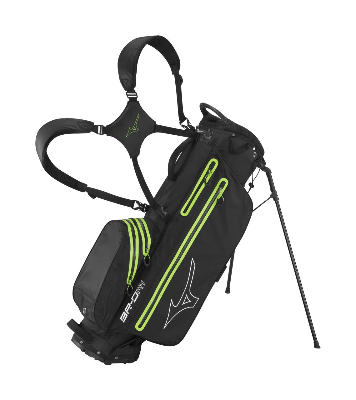 Mizuno sac trépied BR-DRI Noir/Acier/Vert - Étanchéité & Légèreté