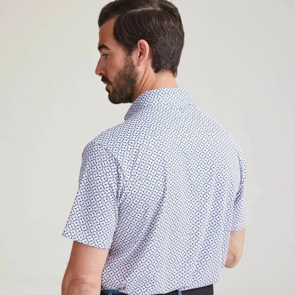 Ping Polo Blanc EPHRON golf imprimé Rose Bleau Marine