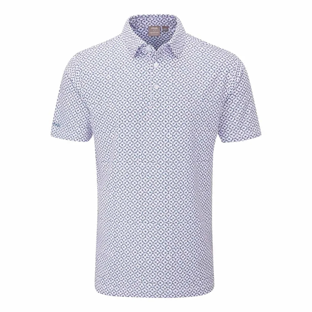 Ping Polo Blanc EPHRON golf imprimé Rose Bleau Marine