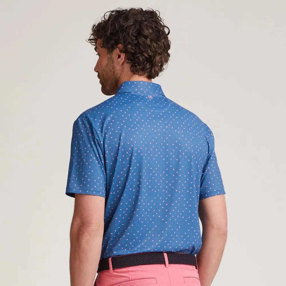 Ping Polo Bleu EPHRON golf avec imprimé Rose