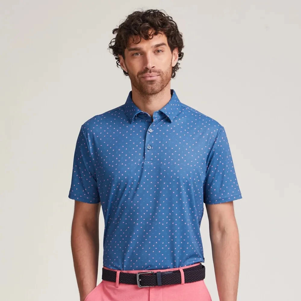 Ping Polo Bleu EPHRON golf avec imprimé Rose