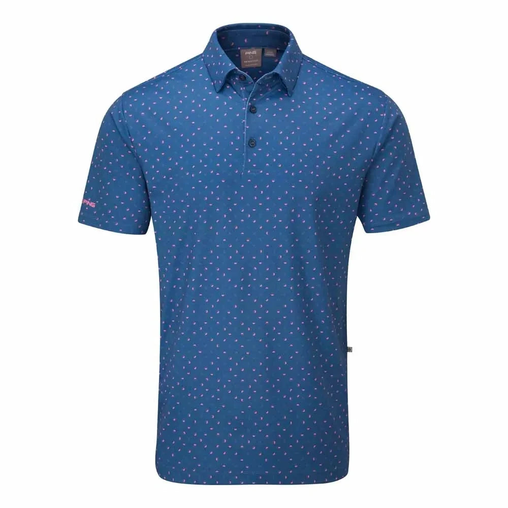 Ping Polo Bleu EPHRON golf avec imprimé Rose