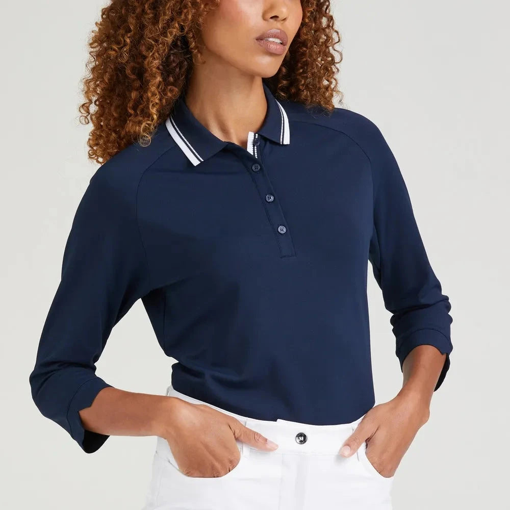 Ping Polo Femme à manches 3/4 ALICIA bleu marine
