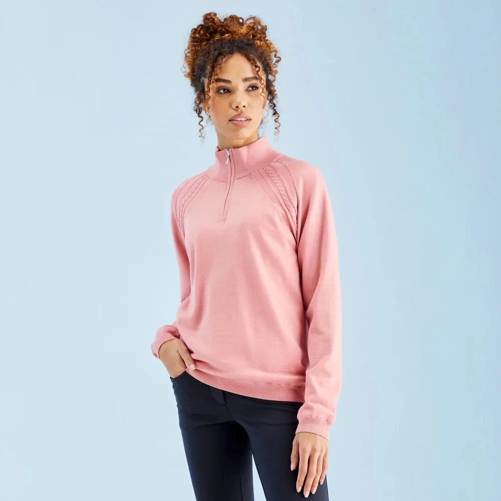 Ping Pull 1/4 Zip Melodie avec protection contre le vent rose