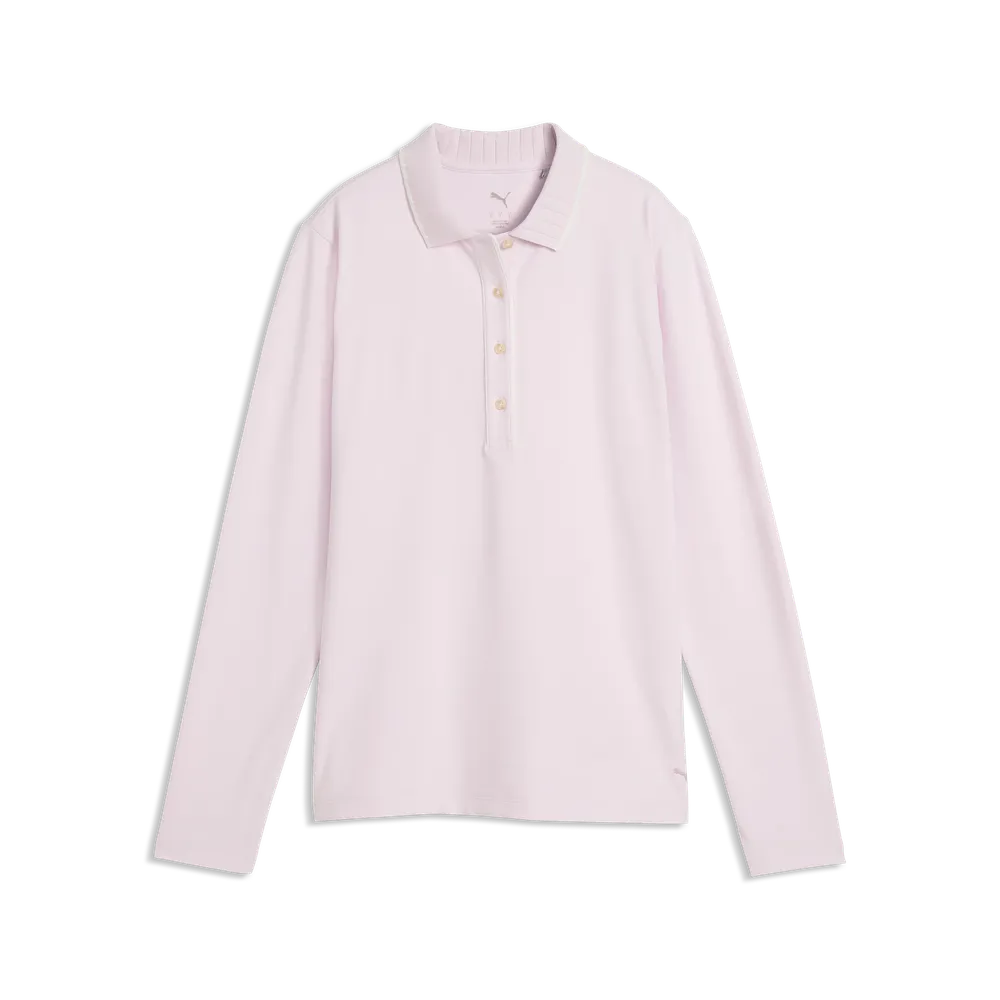 Puma Golf Polo Femme CLOUDSPUN Bridges Manches Longues Rose Poudre
