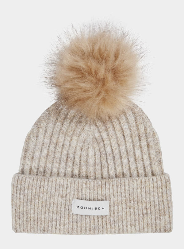 Röhnisch Bonnet Pom Rib Beanie, Oatmeal Rohnisch