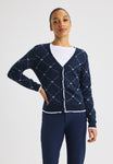 Rohnisch Cardigan R logo R check bleu marine