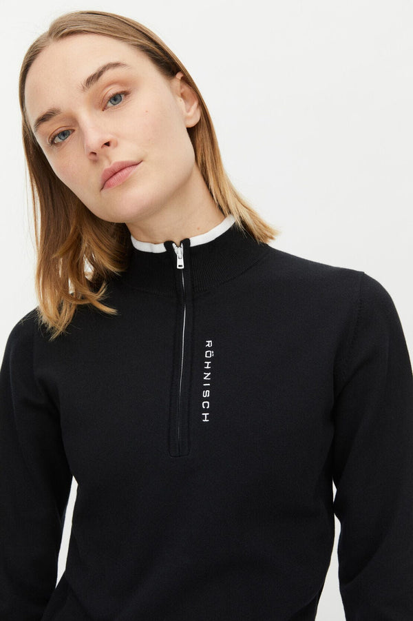 Röhnisch knitted half zip, Black Rohnisch