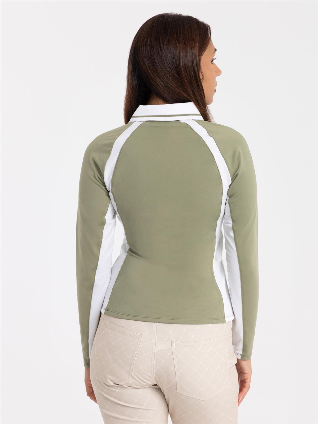 Rohnisch polo chaud femme manches longues sage green