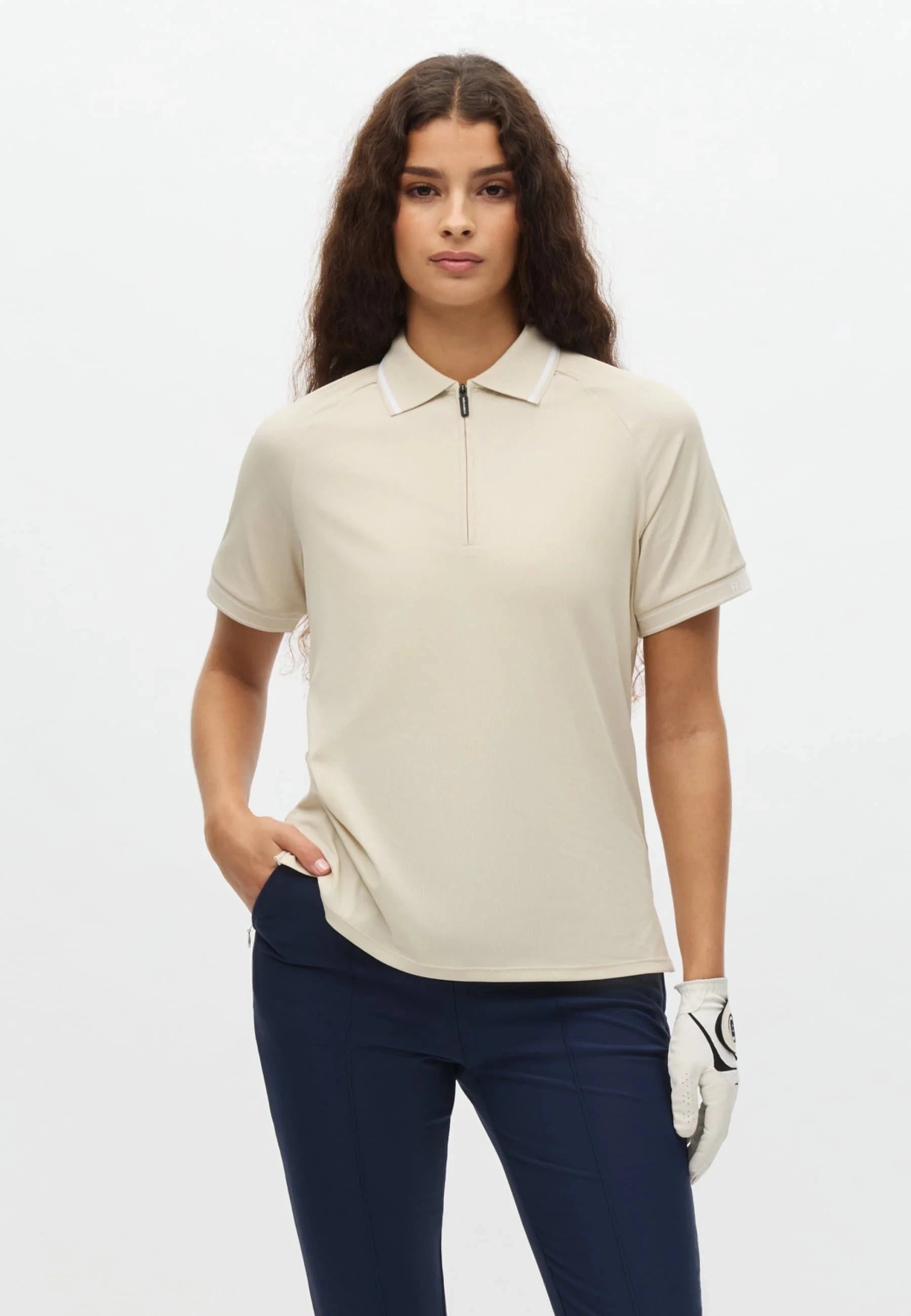 Röhnisch RIB Poloshirt zipé Beige/Blanc