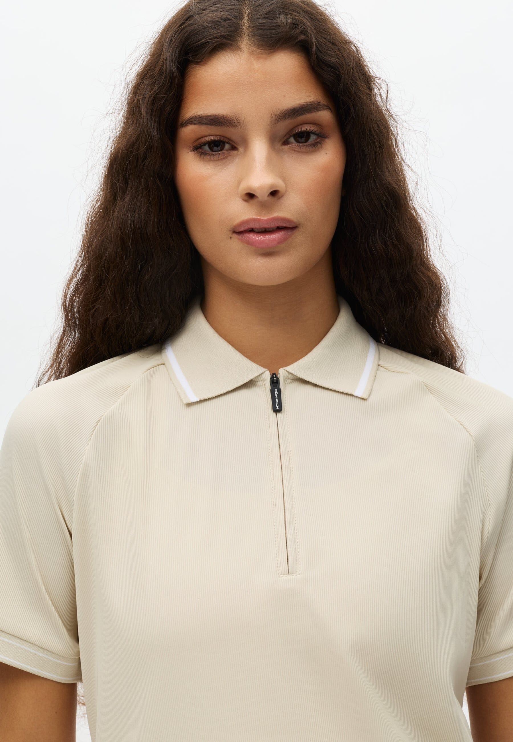 Röhnisch RIB Poloshirt zipé Beige/Blanc