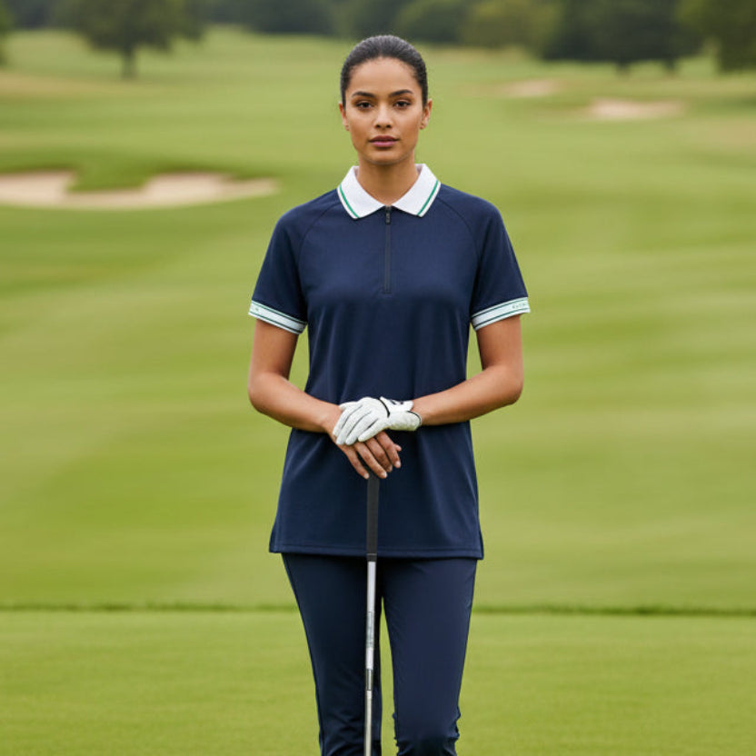 Röhnisch RIB Poloshirt zipé Bleu Marine/Vert