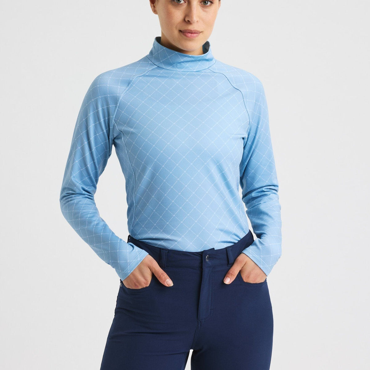 Rohnisch sous-couche de golf chaud femme collar top blue