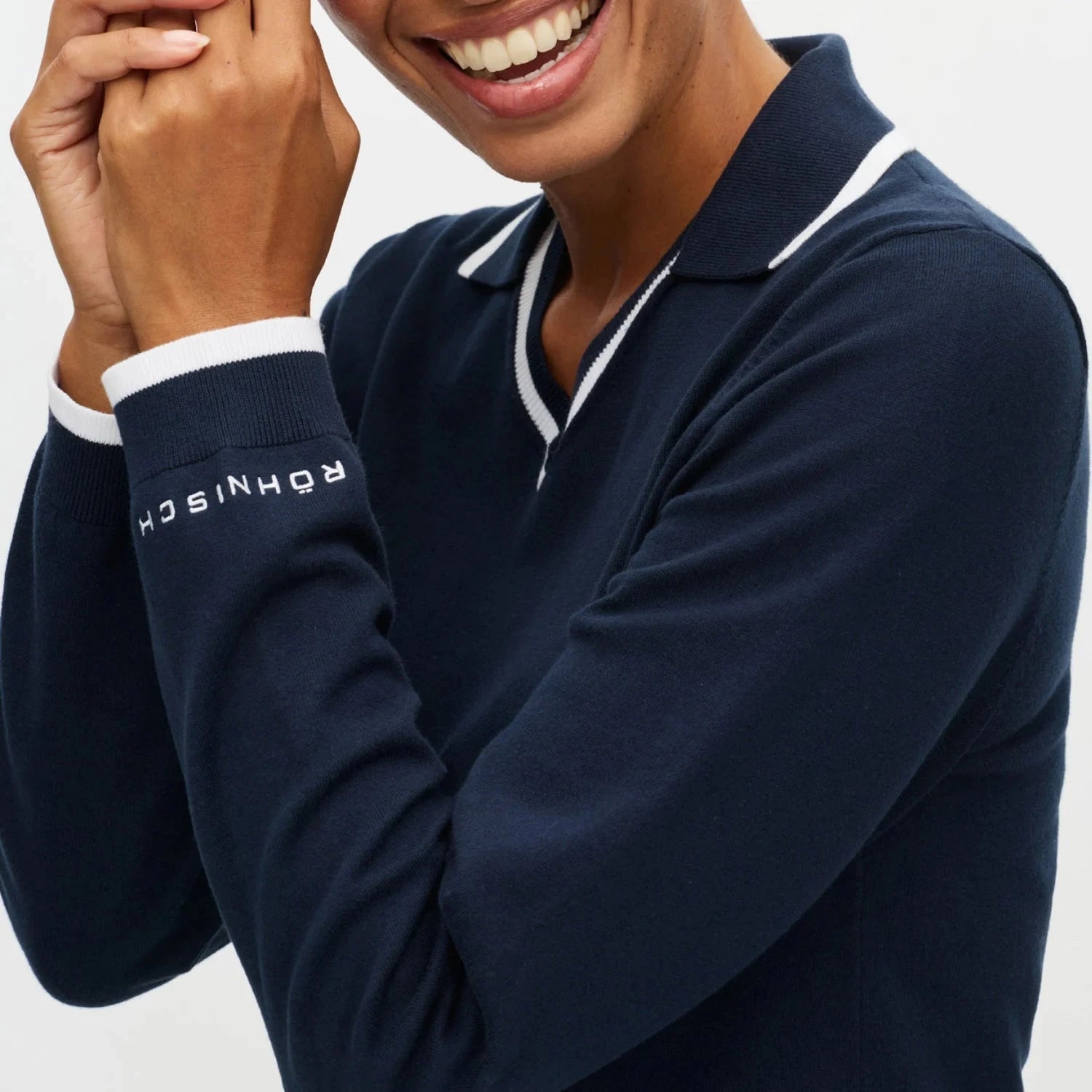 Röhnisch SWING KNITTED Poloshirt en maille Marine/Blanc