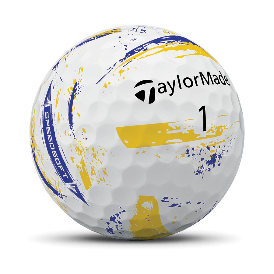 TaylorMade Balles SpeedSoft Ink Bleu/Jaune 2026 (Boite de 12)