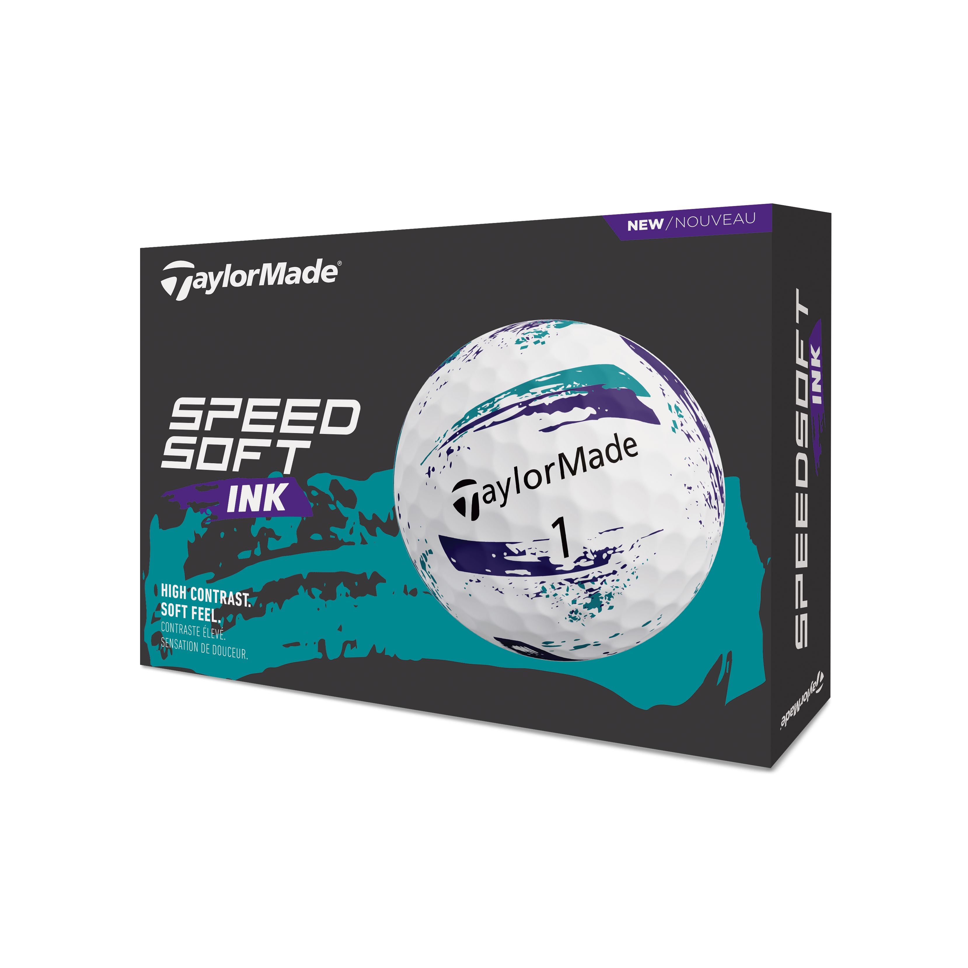 TaylorMade Balles SpeedSoft Ink Violet/Turquoise 2026 (Boite de 12)